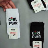 جوراب ورزشی ساق بلند زنانه و دخترانه مدل pwr girl سایز 36تا43(جوری شاپ)